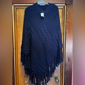 Torrid Knit Poncho Peacoat New One size Blue